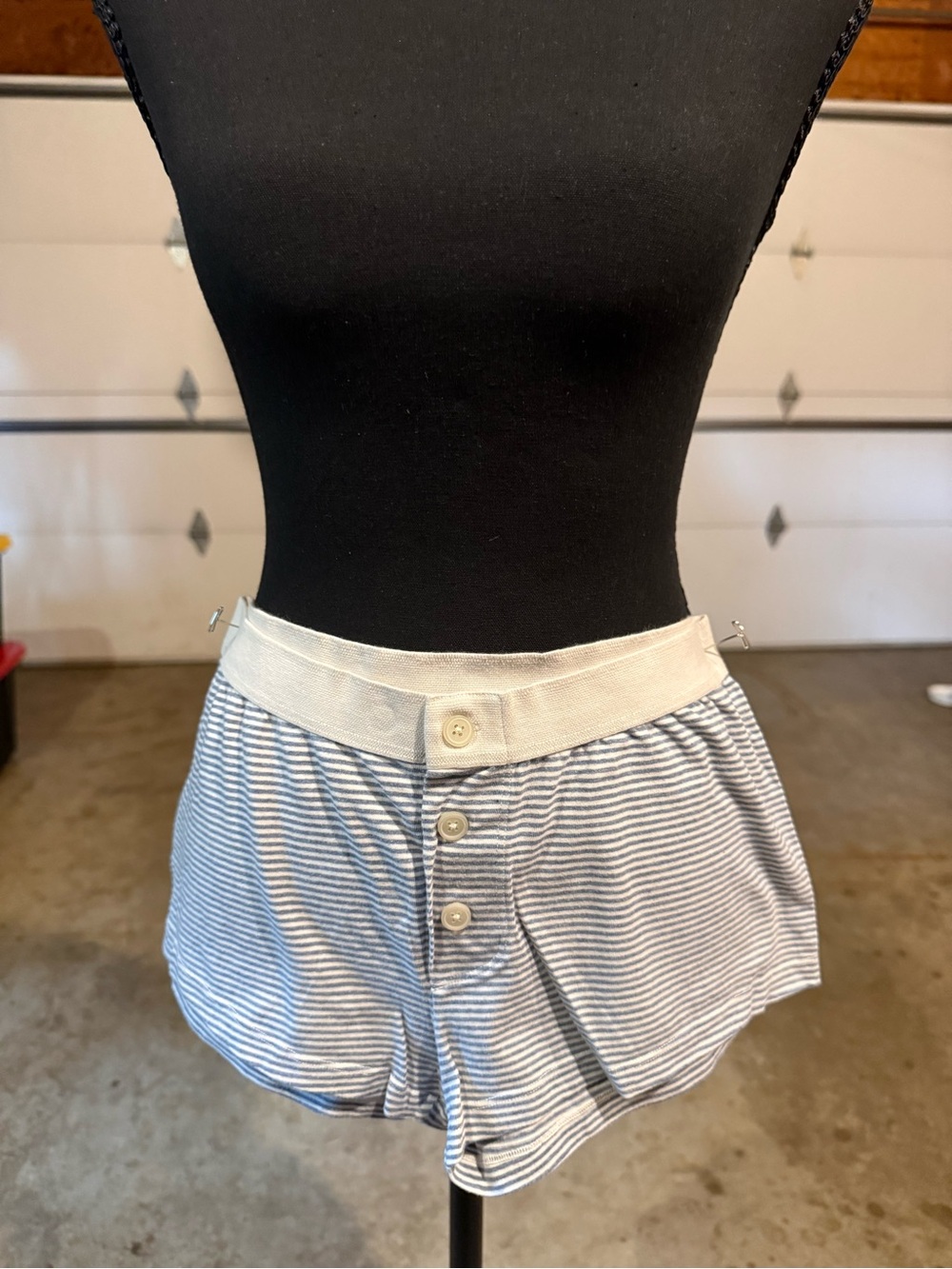 PacSun Light Blue & White Striped High-Waist Bike Shorts